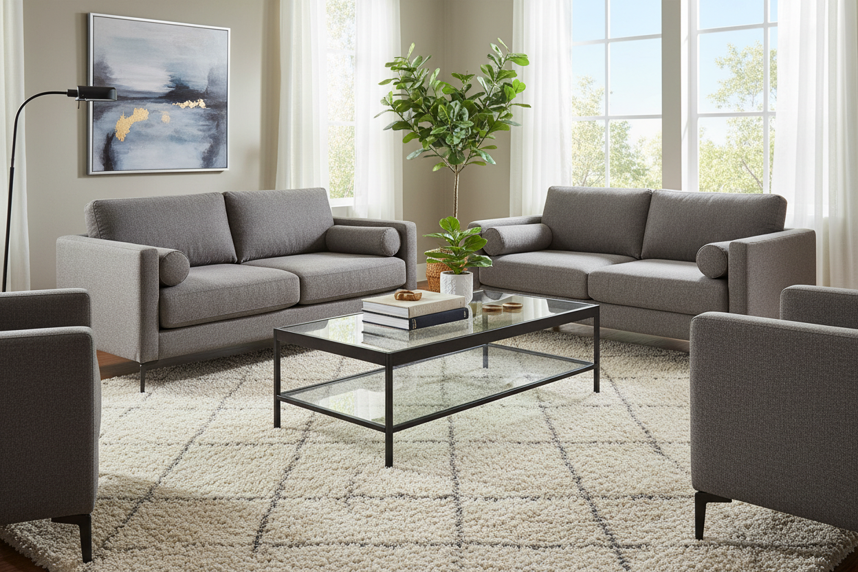 Contemporary 54-Inch Rectangular Coffee Table Glass Top with Steel Base Bottom Storage Shelf Perfect for Living Room