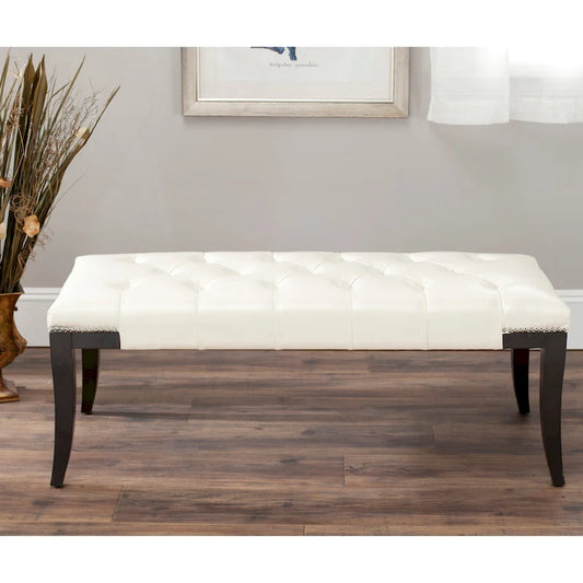 SAFAVIEH Leia Cream Tufted Nailhead Bench - 48Wx20Dx19H