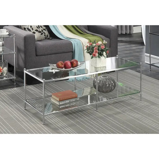 Convenience Concepts Royal Crest 2 Tier Glass Coffee Table