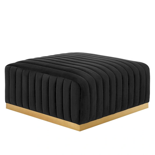 Tufted Performance Velvet Ottoman