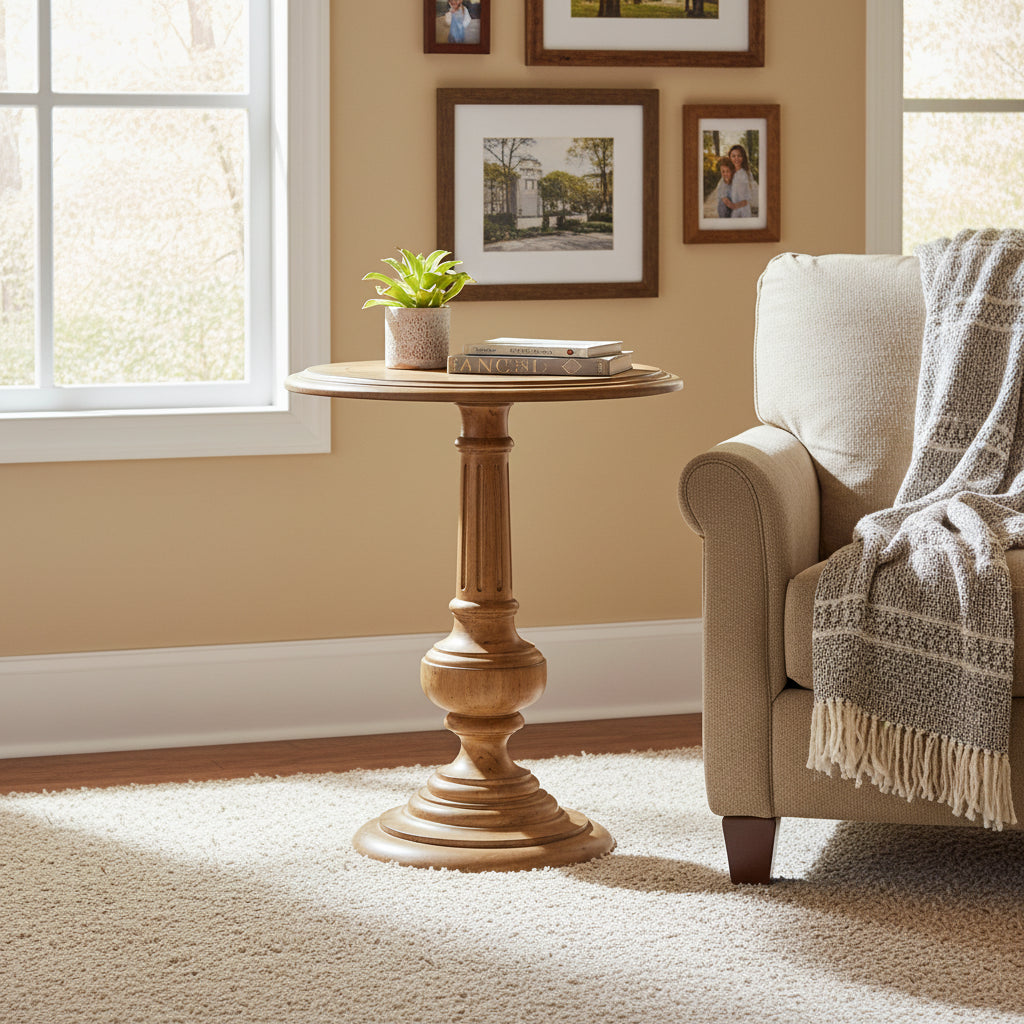 Hekman Furniture Wellington Hall Modern-Vintage Style, Slim, Farmhouse Chic, Occasional Round Chairside Accent Table