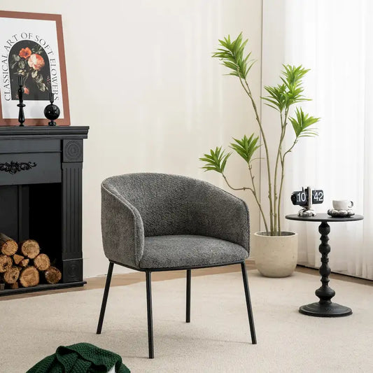 Set of 1 Boucle Upholstered Accent Barrel Armchair