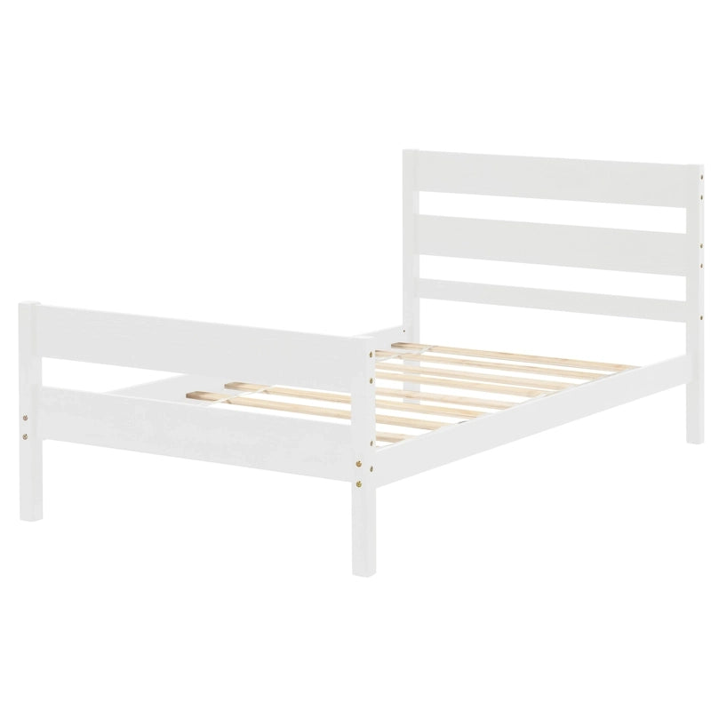 Wooden Bed with Headboard and Footboard,Twin Size