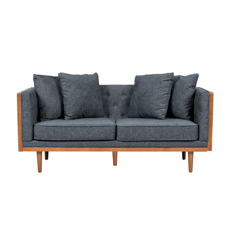 Tufted Loveseat with Accent Pillows