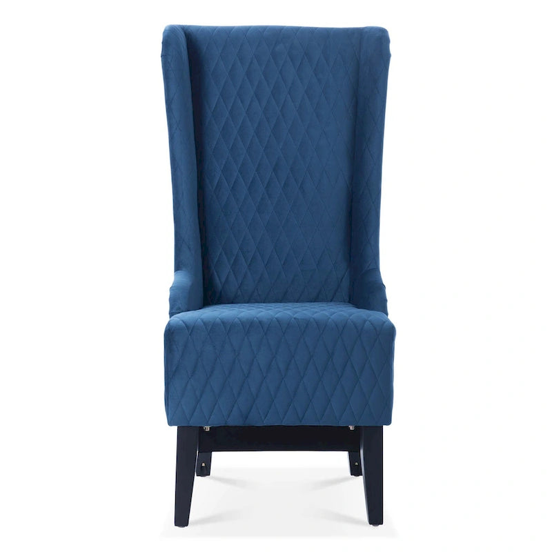 Upholstered Velvet Accent Chair with High Wingback and Wooden Legs