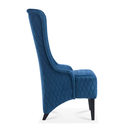 Upholstered Velvet Accent Chair with High Wingback and Wooden Legs