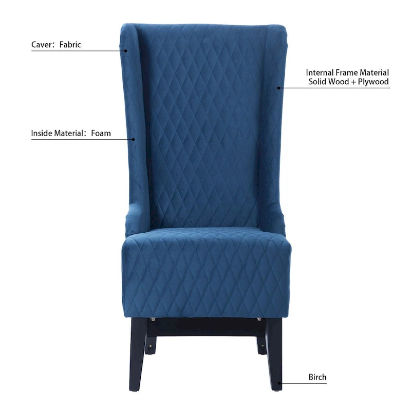 Upholstered Velvet Accent Chair with High Wingback and Wooden Legs