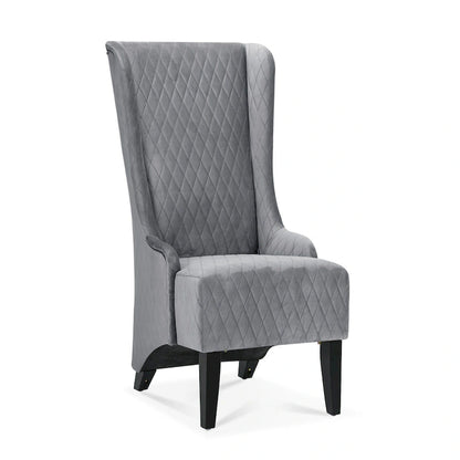 Upholstered Velvet Accent Chair with High Wingback and Wooden Legs