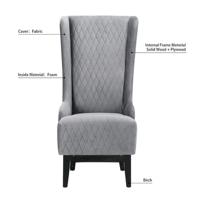 Upholstered Velvet Accent Chair with High Wingback and Wooden Legs