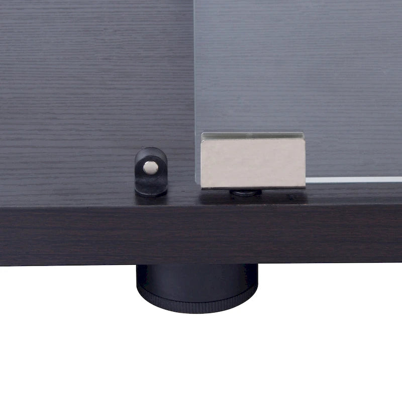 Lighted Two Door Glass Cabinet Glass Display Cabinet with 4 Shelves, Black