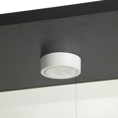 Lighted Two Door Glass Cabinet Glass Display Cabinet with 4 Shelves, Black