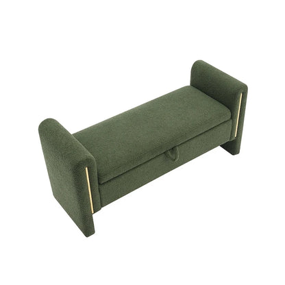 Modern Bed End Bench with Arms and Storage,Upholstered Foot Rest Stool
