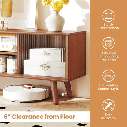 Modern TV Stand Entertainment Center Media Console with Rattan