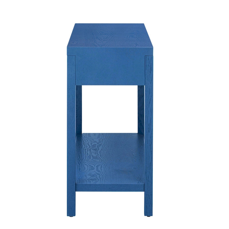 51.3 MDF Classic Stripe Console Table - Ash Veneer & Fir Wood Legs with 2 Drawers