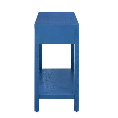 51.3 MDF Classic Stripe Console Table - Ash Veneer & Fir Wood Legs with 2 Drawers