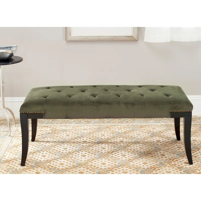 Cream Tufted Nailhead Bench - 48Wx20Dx19H