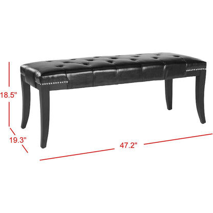 Cream Tufted Nailhead Bench - 48Wx20Dx19H