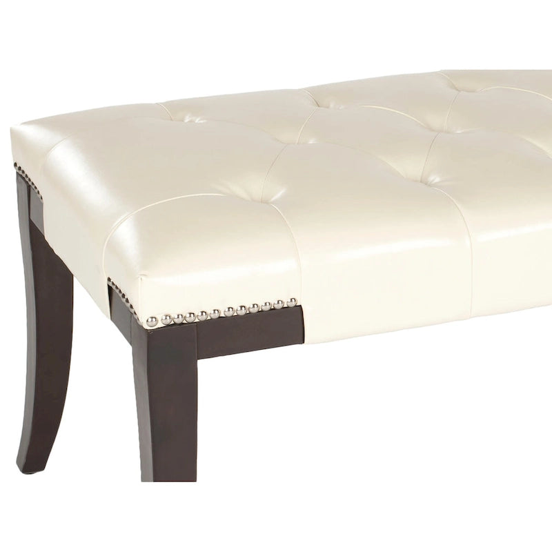 Cream Tufted Nailhead Bench - 48Wx20Dx19H