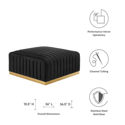 Tufted Performance Velvet Ottoman