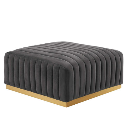 Tufted Performance Velvet Ottoman
