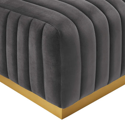 Tufted Performance Velvet Ottoman