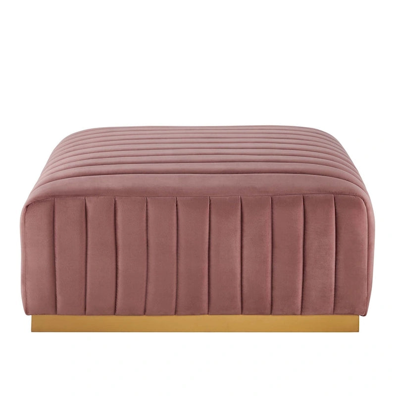 Tufted Performance Velvet Ottoman