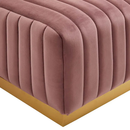 Tufted Performance Velvet Ottoman