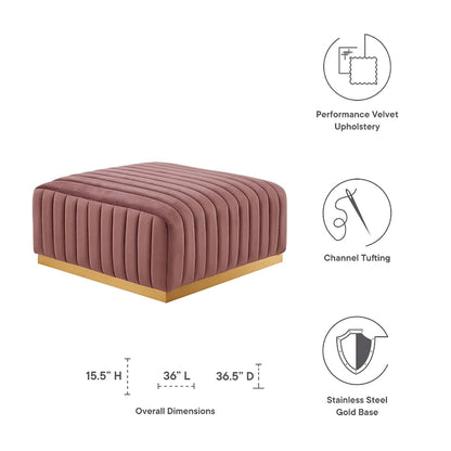 Tufted Performance Velvet Ottoman