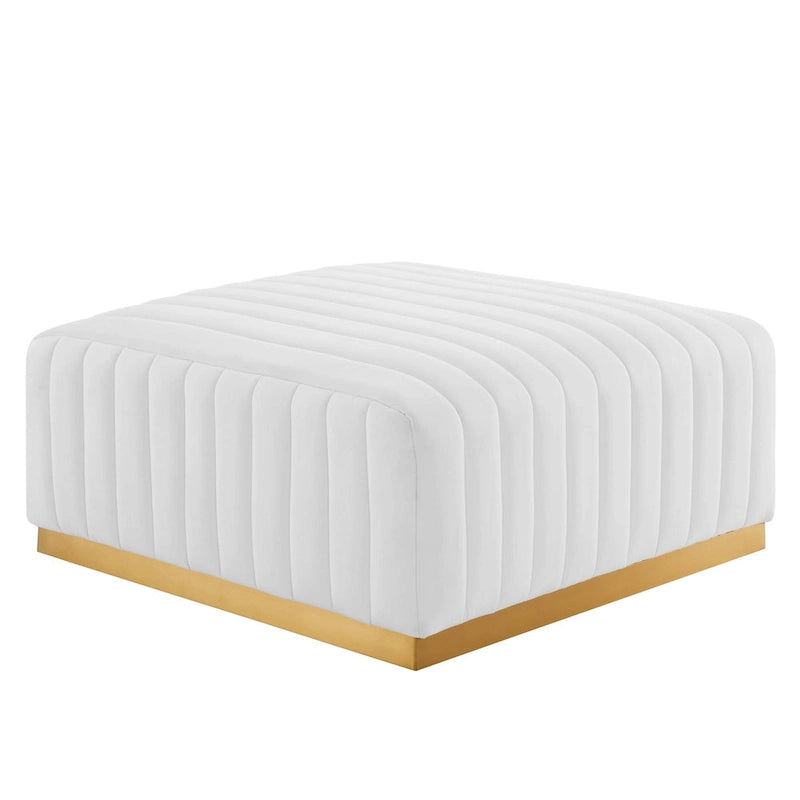Tufted Performance Velvet Ottoman