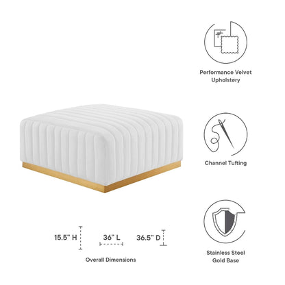 Tufted Performance Velvet Ottoman
