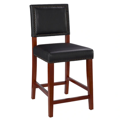 24-inch Black Faux Leather Counter Stool