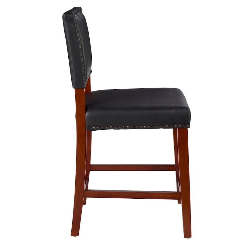 24-inch Black Faux Leather Counter Stool