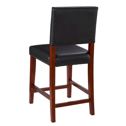 24-inch Black Faux Leather Counter Stool