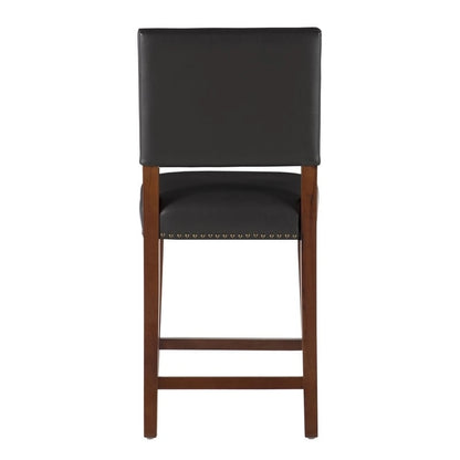 24-inch Black Faux Leather Counter Stool
