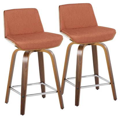 24 Fixed-Height Counter Stool with Bent Wood Legs & Square Footrest (Set of 2)