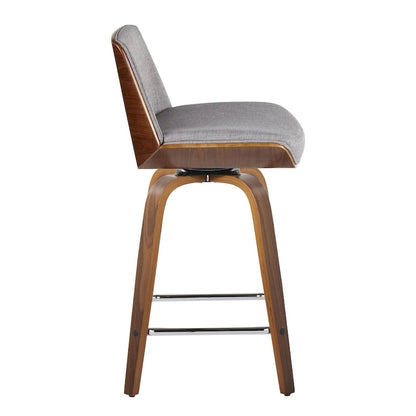 24 Fixed-Height Counter Stool with Bent Wood Legs & Square Footrest (Set of 2)