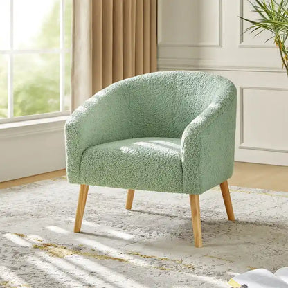 Modern 31W Boucle Armchair with Solid Wood Legs