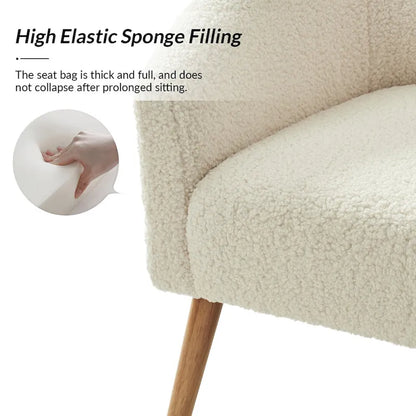 Modern 31W Boucle Armchair with Solid Wood Legs