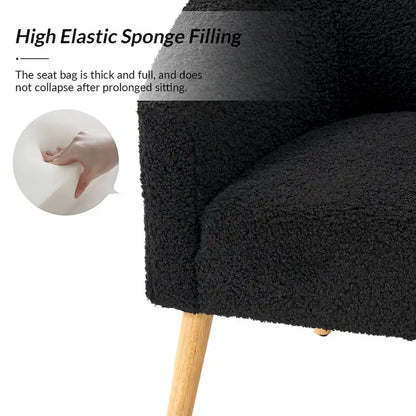 Modern 31W Boucle Armchair with Solid Wood Legs