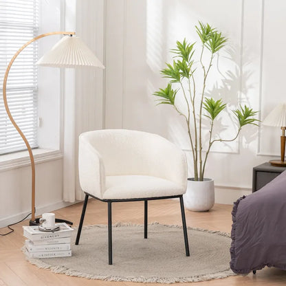 Set of 1 Boucle Upholstered Accent Barrel Armchair