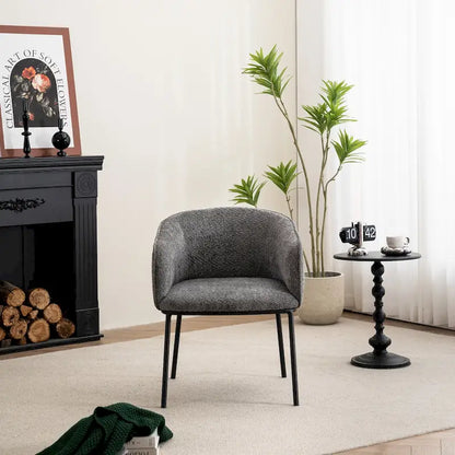 Set of 1 Boucle Upholstered Accent Barrel Armchair