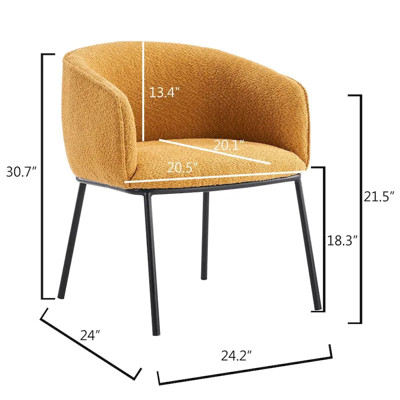 Set of 1 Boucle Upholstered Accent Barrel Armchair