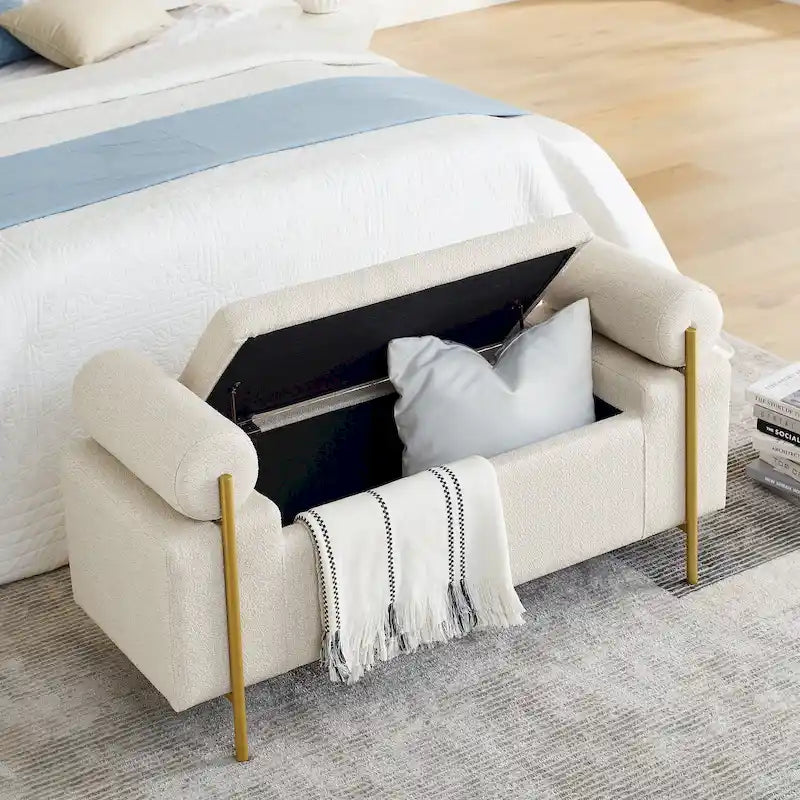Upholstered Velvet Storage Bench