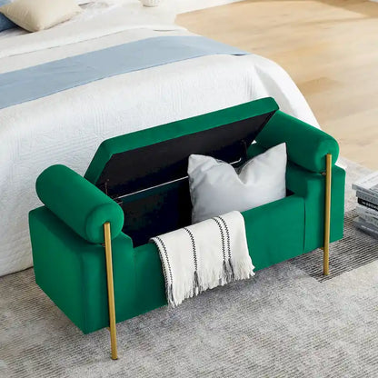 Upholstered Velvet Storage Bench