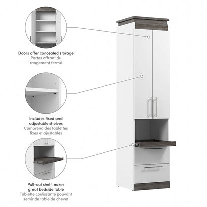 Narrow Storage Cabinet with Drawers and Pull-Out Shelf
