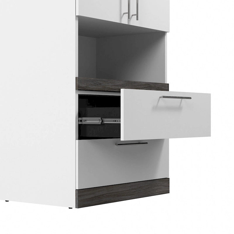 Narrow Storage Cabinet with Drawers and Pull-Out Shelf