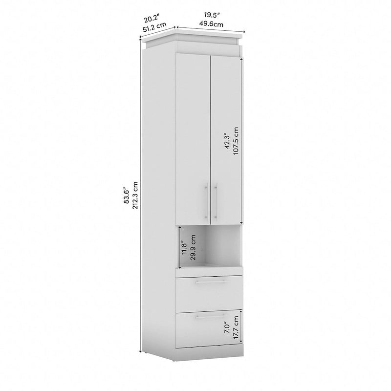 Narrow Storage Cabinet with Drawers and Pull-Out Shelf
