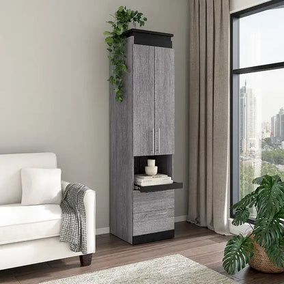 Narrow Storage Cabinet with Drawers and Pull-Out Shelf