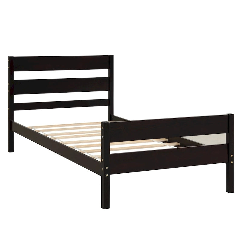 Wooden Bed with Headboard and Footboard,Twin Size