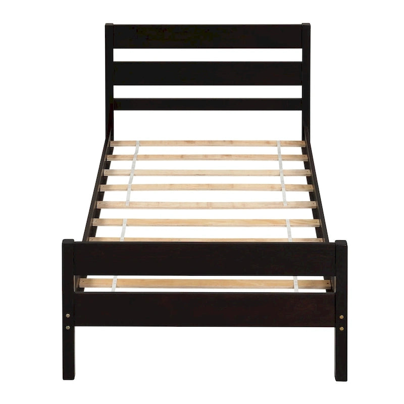 Wooden Bed with Headboard and Footboard,Twin Size